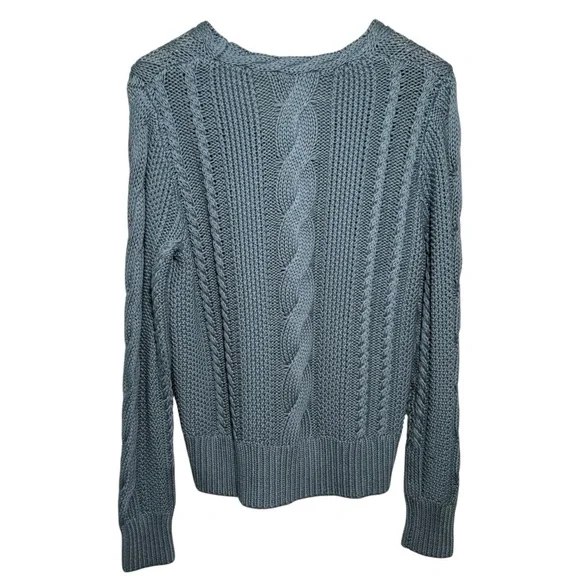 Brooks Brothers 100% cotton cable knit sweater luxe soft heavyweight blue $198 - Picture 3 of 9